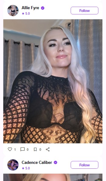 Preview of the TrustyFans creator feed